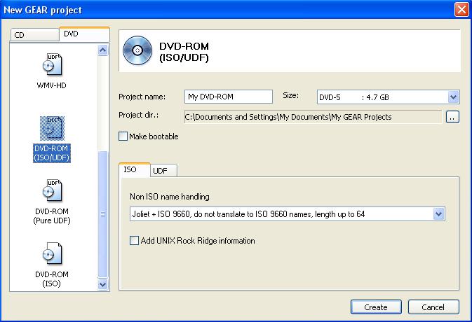 Create DVD ROM Window