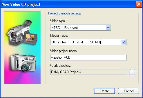 nový projekt VCD